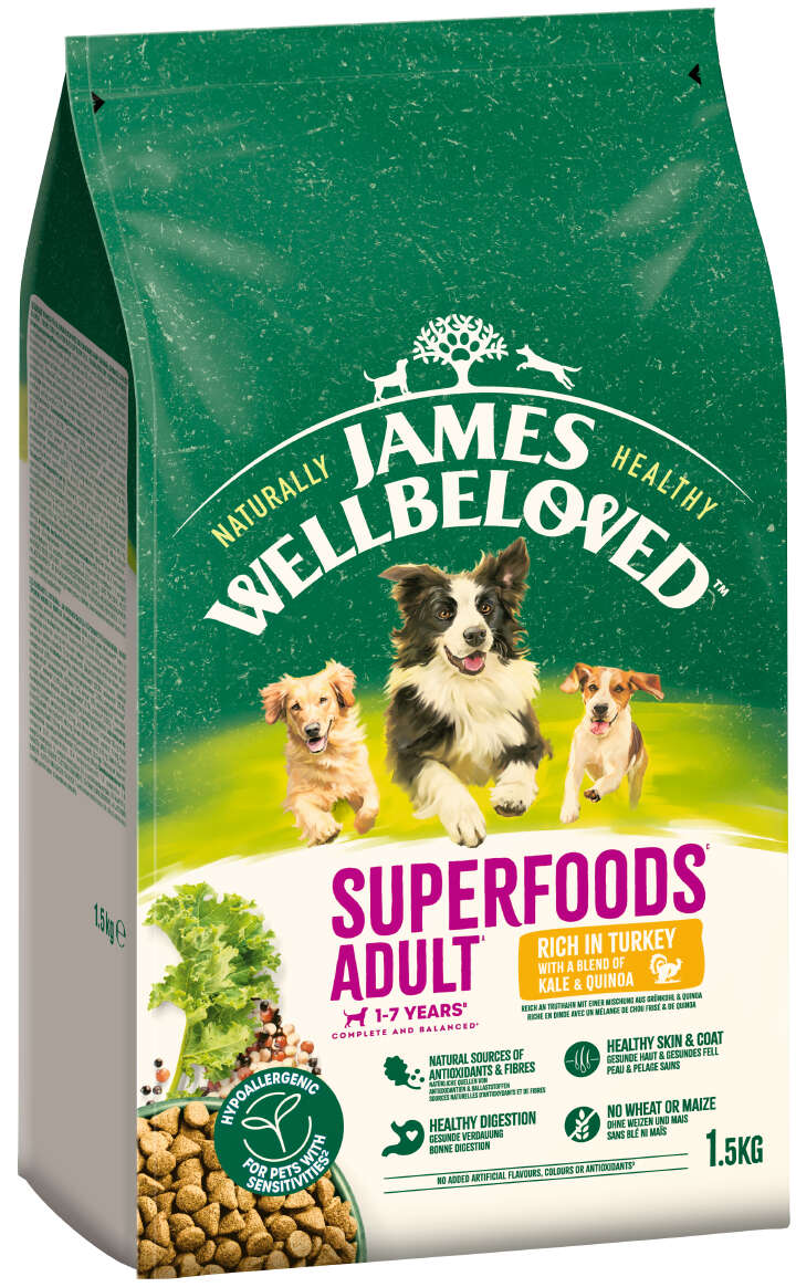 JAMES WELLBELOVED Hunde-Trockenfutter Superfood Truthahn+Grünkohl+Quinoa